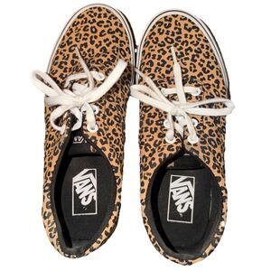 Vans Women’s 8.5 Cheetah Leopard Print Sneaker Skate Shoe Casual Top Lace Used